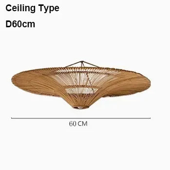 Wabi Sabi Japanese Rattan Pendant Light Wicker Chandelier