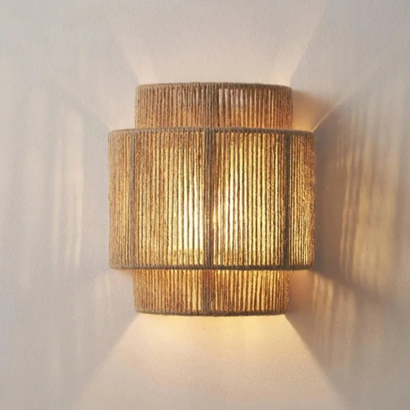 Japanese Wabi Sabi Retro Rattan Weaving Wall Lamp