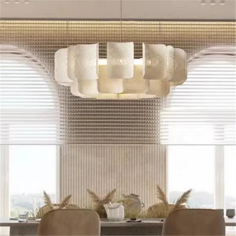 Wabi Sabi Chandelier Minimalist White Acrylic LED