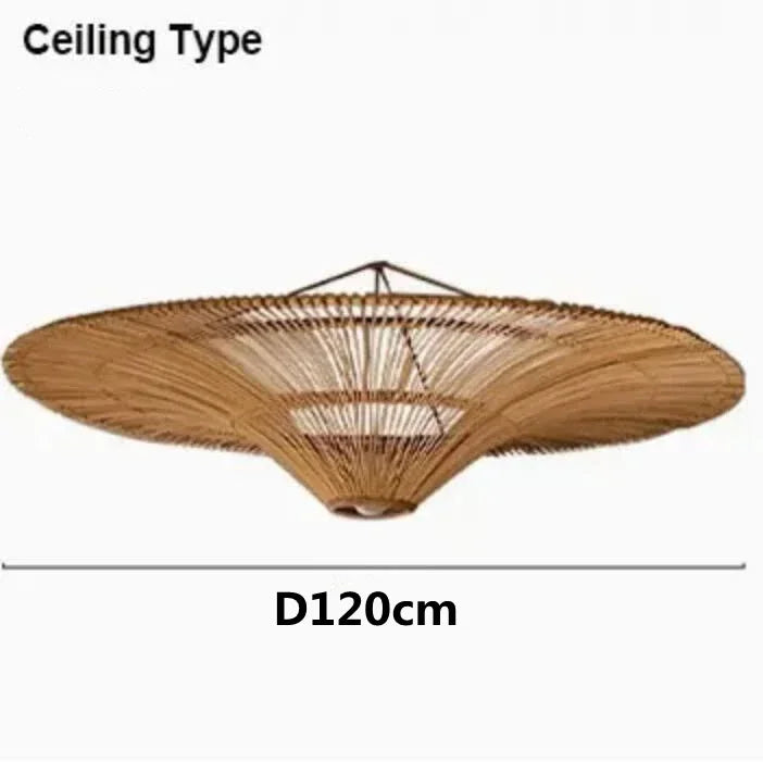 Wabi Sabi Japanese Rattan Pendant Light Wicker Chandelier