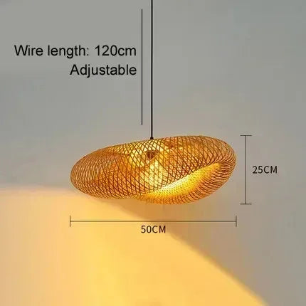Handmade Bamboo Weaving LED Pendant Light Vintage Chandelier