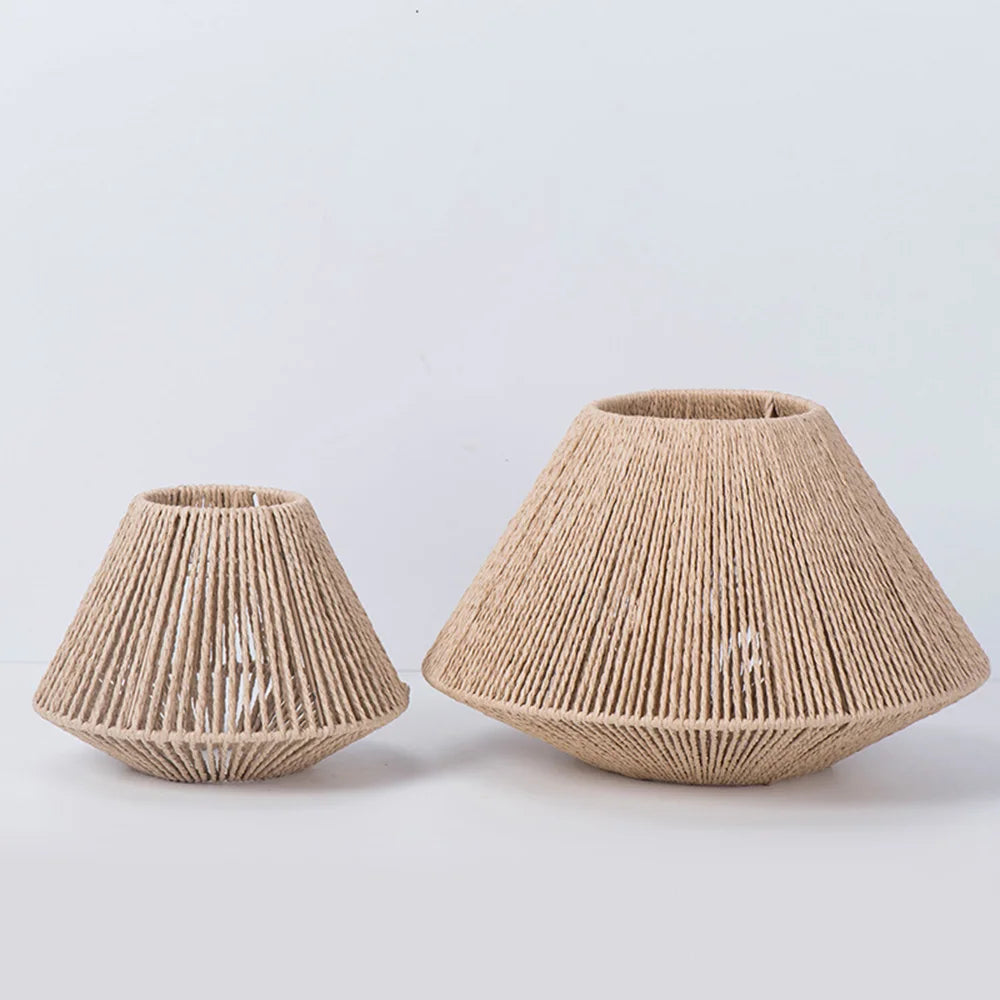 Rustic Rattan Hanging Light Geometric Wicker Basket Chandelier