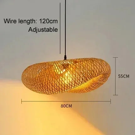 Handmade Bamboo Weaving LED Pendant Light Vintage Chandelier
